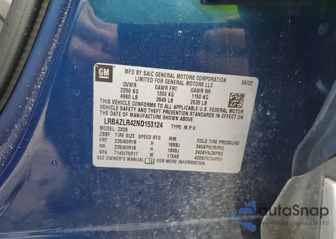 2022 Buick Envision Preferred из США, поврежденный, VIN LRBAZLR42ND153124